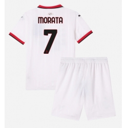 AC Milan Alvaro Morata #7 Auswärtstrikot Kinder 2024-25 Kurzarm (+ kurze hosen)