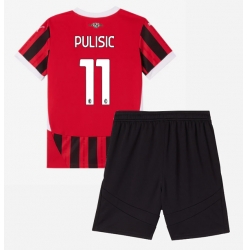 AC Milan Christian Pulisic #11 Heimtrikot Kinder 2024-25 Kurzarm (+ kurze hosen)