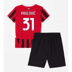 AC Milan Strahinja Pavlovic #31 Heimtrikot Kinder 2024-25 Kurzarm (+ kurze hosen)