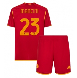 AS Roma Gianluca Mancini #23 Heimtrikot Kinder 2023-24 Kurzarm (+ kurze hosen)