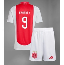 Ajax Brian Brobbey #9 Heimtrikot Kinder 2024-25 Kurzarm (+ kurze hosen)