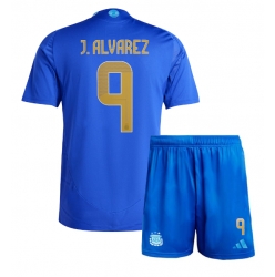 Argentinien Julian Alvarez #9 Auswärtstrikot Kinder Copa America 2024 Kurzarm (+ kurze hosen)