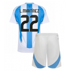 Argentinien Lautaro Martinez #22 Heimtrikot Kinder Copa America 2024 Kurzarm (+ kurze hosen)