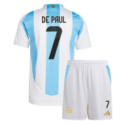 Argentinien Rodrigo De Paul #7 Heimtrikot Kinder Copa America 2024 Kurzarm (+ kurze hosen)