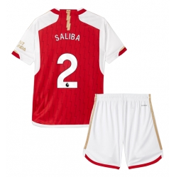 Arsenal William Saliba #2 Heimtrikot Kinder 2023-24 Kurzarm (+ kurze hosen)