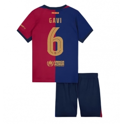 Barcelona Paez Gavi #6 Heimtrikot Kinder 2024-25 Kurzarm (+ kurze hosen)