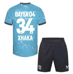Bayer Leverkusen Granit Xhaka #34 3rd trikot Kinder 2023-24 Kurzarm (+ kurze hosen)
