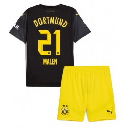 Borussia Dortmund Donyell Malen #21 Auswärtstrikot Kinder 2024-25 Kurzarm (+ kurze hosen)