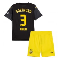 Borussia Dortmund Waldemar Anton #3 Auswärtstrikot Kinder 2024-25 Kurzarm (+ kurze hosen)