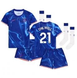 Chelsea Ben Chilwell #21 Heimtrikot Kinder 2024-25 Kurzarm (+ kurze hosen)