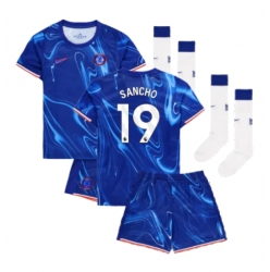 Chelsea Jadon Sancho #19 Heimtrikot Kinder 2024-25 Kurzarm (+ kurze hosen)