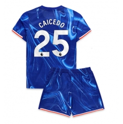 Chelsea Moises Caicedo #25 Heimtrikot Kinder 2024-25 Kurzarm (+ kurze hosen)