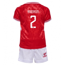 Dänemark Joachim Andersen #2 Heimtrikot Kinder EM 2024 Kurzarm (+ kurze hosen)