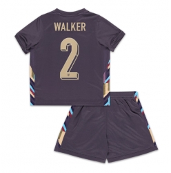 England Kyle Walker #2 Auswärtstrikot Kinder EM 2024 Kurzarm (+ kurze hosen)