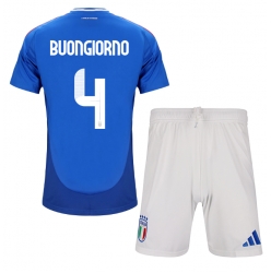 Italien Alessandro Buongiorno #4 Heimtrikot Kinder EM 2024 Kurzarm (+ kurze hosen)