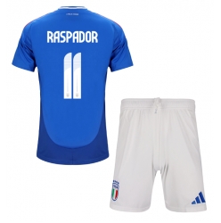 Italien Giacomo Raspadori #11 Heimtrikot Kinder EM 2024 Kurzarm (+ kurze hosen)