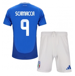 Italien Gianluca Scamacca #9 Heimtrikot Kinder EM 2024 Kurzarm (+ kurze hosen)