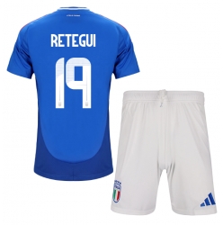 Italien Mateo Retegui #19 Heimtrikot Kinder EM 2024 Kurzarm (+ kurze hosen)