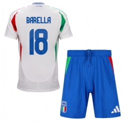 Italien Nicolo Barella #18 Auswärtstrikot Kinder EM 2024 Kurzarm (+ kurze hosen)