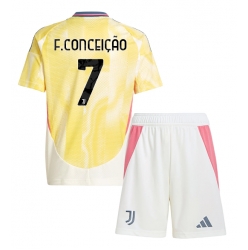 Juventus Francisco Conceicao #7 Auswärtstrikot Kinder 2024-25 Kurzarm (+ kurze hosen)