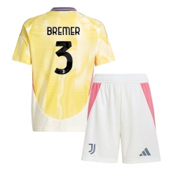 Juventus Gleison Bremer #3 Auswärtstrikot Kinder 2024-25 Kurzarm (+ kurze hosen)