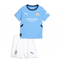 Manchester City Heimtrikot Kinder 2024-25 Kurzarm (+ kurze hosen)