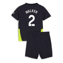 Manchester City Kyle Walker #2 Auswärtstrikot Kinder 2024-25 Kurzarm (+ kurze hosen)