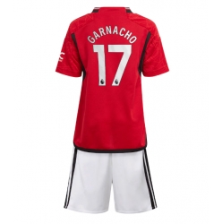 Manchester United Alejandro Garnacho #17 Heimtrikot Kinder 2023-24 Kurzarm (+ kurze hosen)