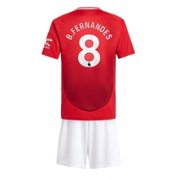 Manchester United Bruno Fernandes #8 Heimtrikot Kinder 2024-25 Kurzarm (+ kurze hosen)