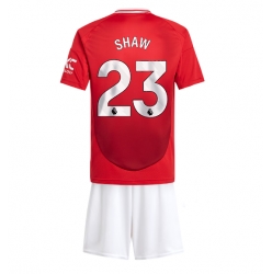 Manchester United Luke Shaw #23 Heimtrikot Kinder 2024-25 Kurzarm (+ kurze hosen)