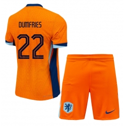 Niederlande Denzel Dumfries #22 Heimtrikot Kinder EM 2024 Kurzarm (+ kurze hosen)