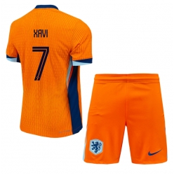 Niederlande Xavi Simons #7 Heimtrikot Kinder EM 2024 Kurzarm (+ kurze hosen)