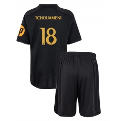 Real Madrid Aurelien Tchouameni #18 3rd trikot Kinder 2023-24 Kurzarm (+ kurze hosen)