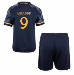 Real Madrid Kylian Mbappe #9 Auswärtstrikot Kinder 2023-24 Kurzarm (+ kurze hosen)