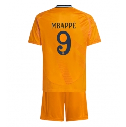 Real Madrid Kylian Mbappe #9 Auswärtstrikot Kinder 2024-25 Kurzarm (+ kurze hosen)